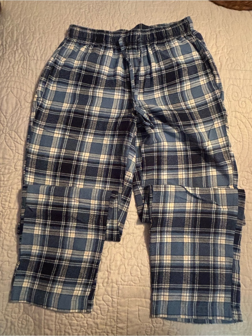 Sonoma Blue and White Plaid Fleece Pants